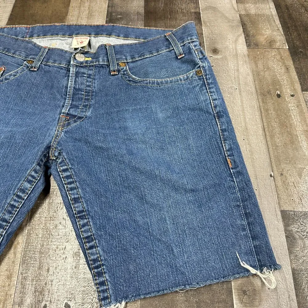 True‎ Religion Jeans Logan Blue Men's short Size 38 - 38x10 Cut Off